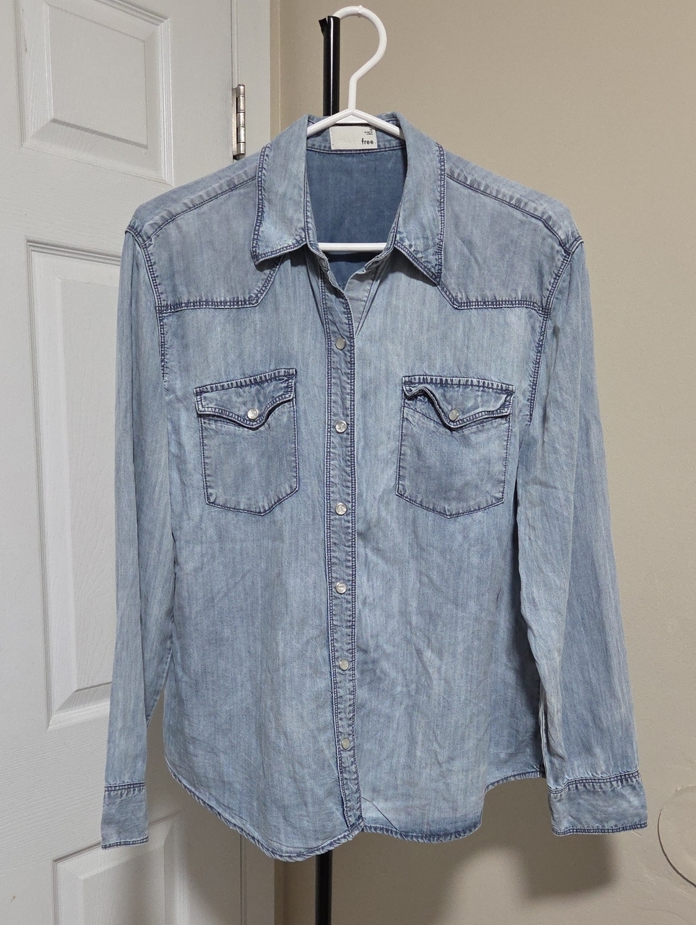 Wilfred Light Blue Denim Button-Down Western Shirt